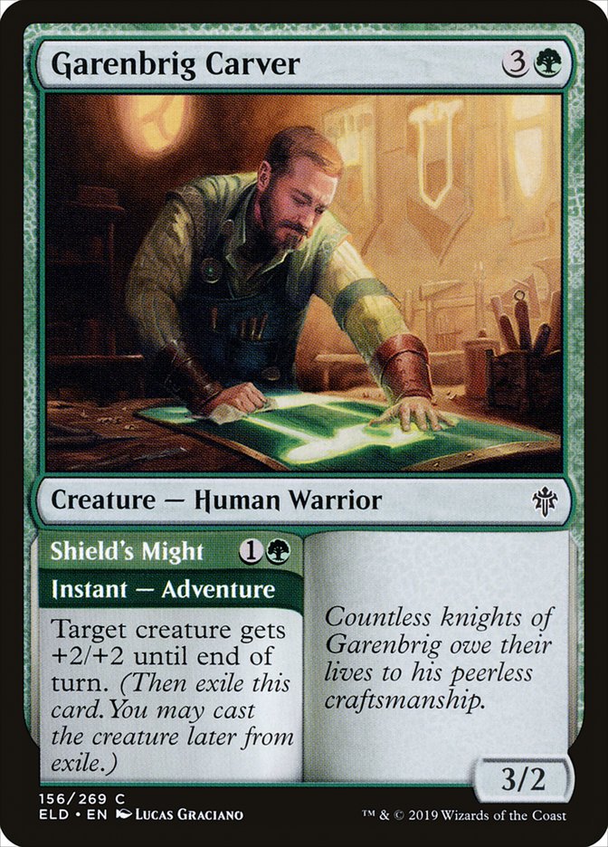 Garenbrig Carver // Shield's Might [Throne of Eldraine] (156)