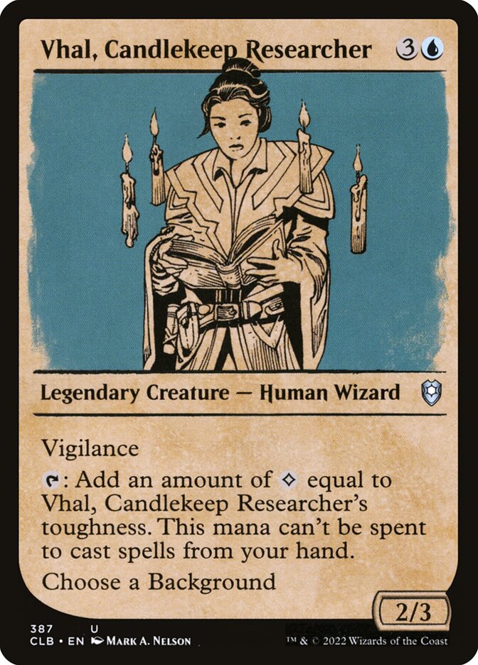 Vhal, Candlekeep Researcher [Commander Legends: Battle for Baldur's Gate] (387)