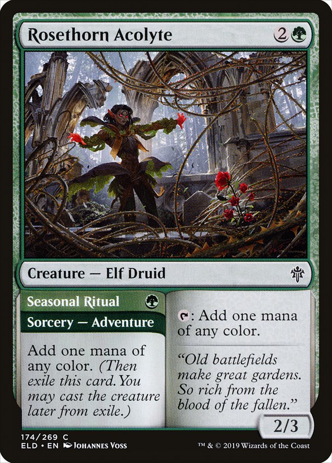 Rosethorn Acolyte // Seasonal Ritual [Throne of Eldraine] (174)