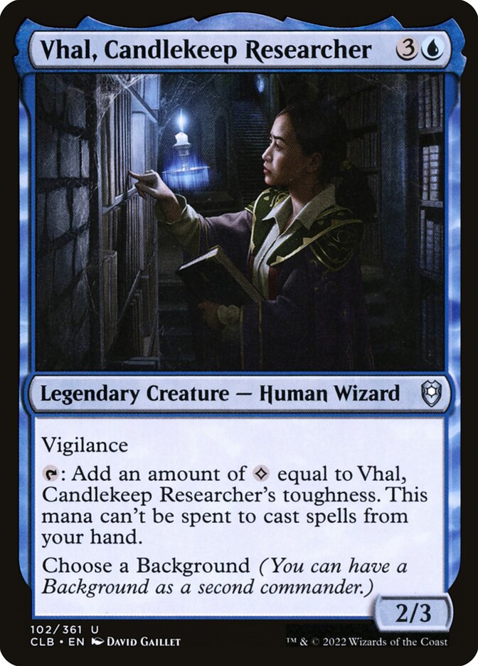 Vhal, Candlekeep Researcher [Commander Legends: Battle for Baldur's Gate] (102)