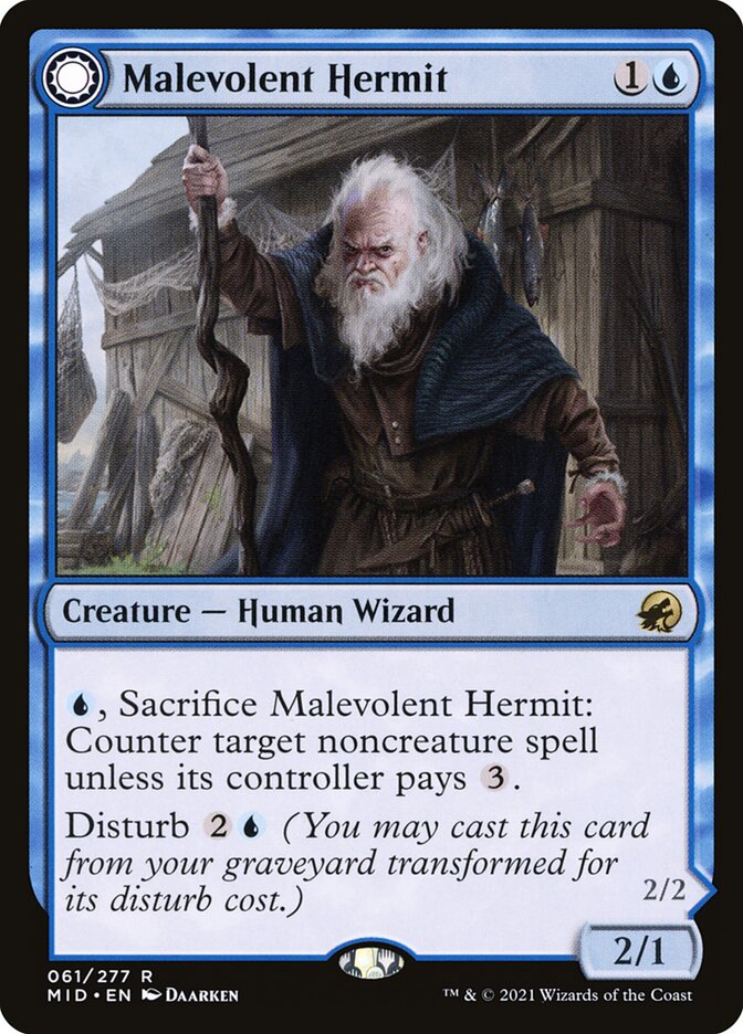 Malevolent Hermit // Benevolent Geist [Innistrad: Midnight Hunt] (61)