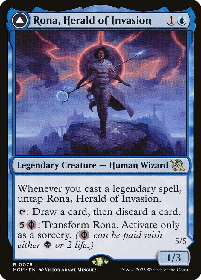 Rona, Herald of Invasion // Rona, Tolarian Obliterator [March of the Machine] (75)